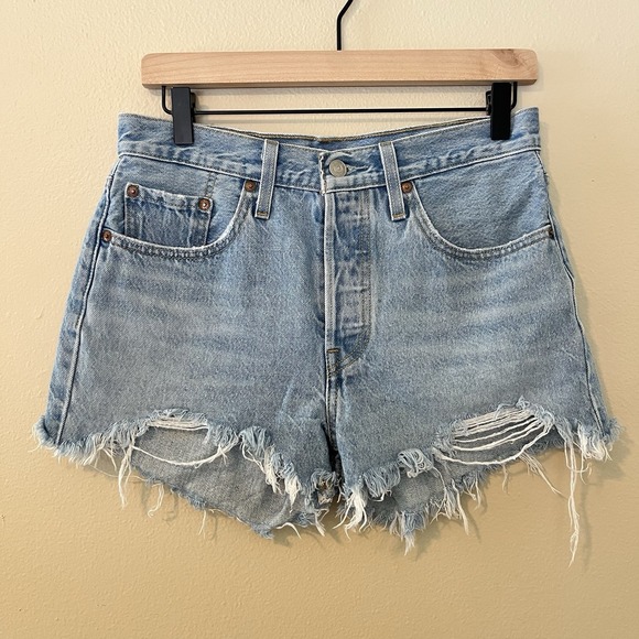 Levi's Pants - Levi's 501 Women's Jean Shorts 27 Light Wash Distressed 90s Classic Minimalist